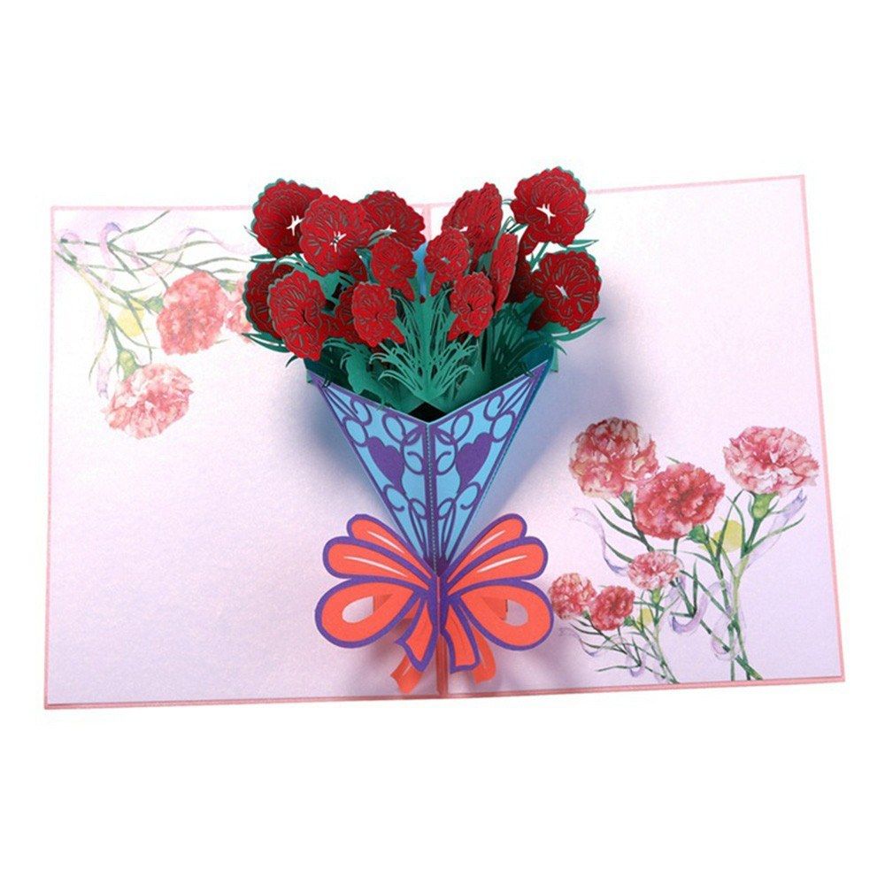 Mother's Day Greeting Card Paper 3D Carnation Pop Up