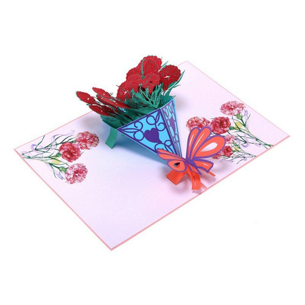 Mother's Day Greeting Card Paper 3D Carnation Pop Up