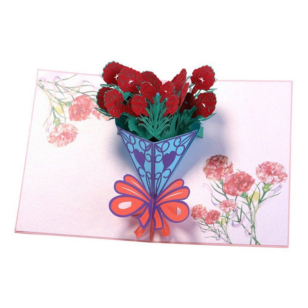 Mother's Day Greeting Card Paper 3D Carnation Pop Up