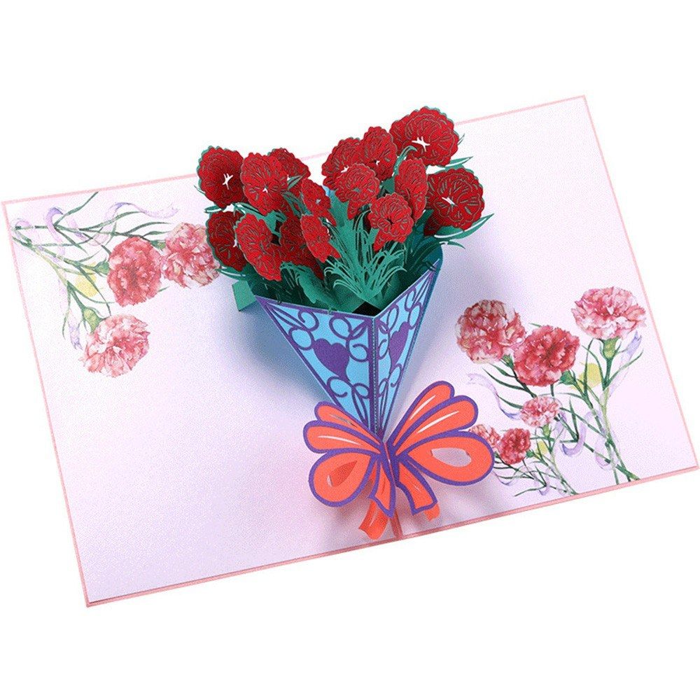 Mother's Day Greeting Card Paper 3D Carnation Pop Up