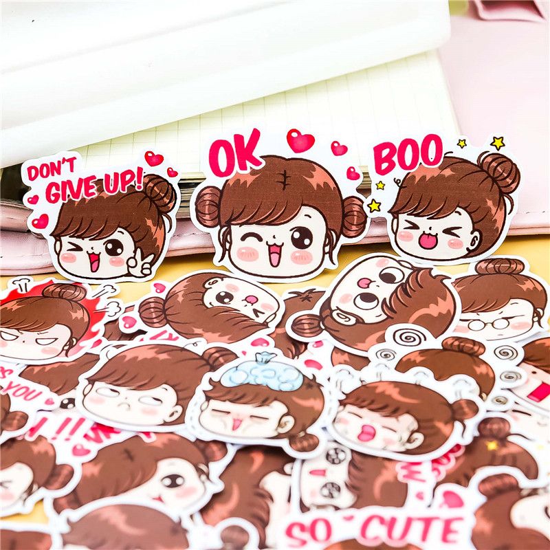 40pcs Colorful LINE Expression Boobib Girls Stickers Diary