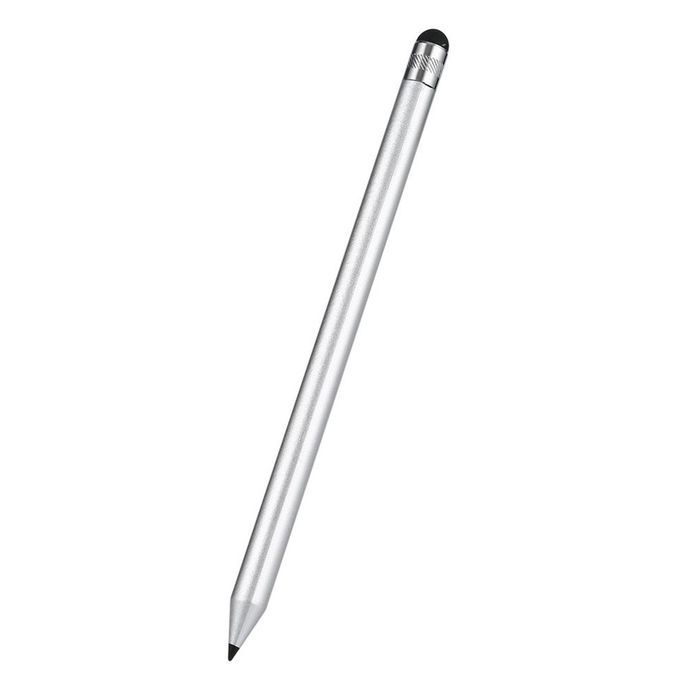 Round Plastic Pencil Capacitive Pen Touch Stylus Pencil Avoid  Igue-Silver