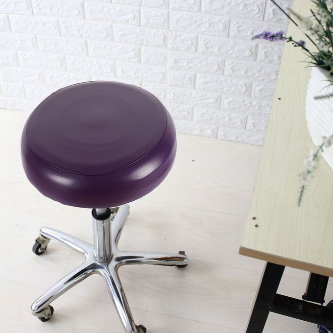2pcs Round Swivel Bar Stool Cover Footrest Seat Elastic Coffee +Purple