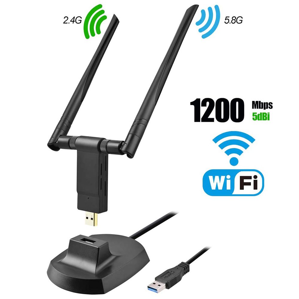 Wireless WiFi Adapter 1200Mbps USB3.0 Dongle 2.4G 5G Long