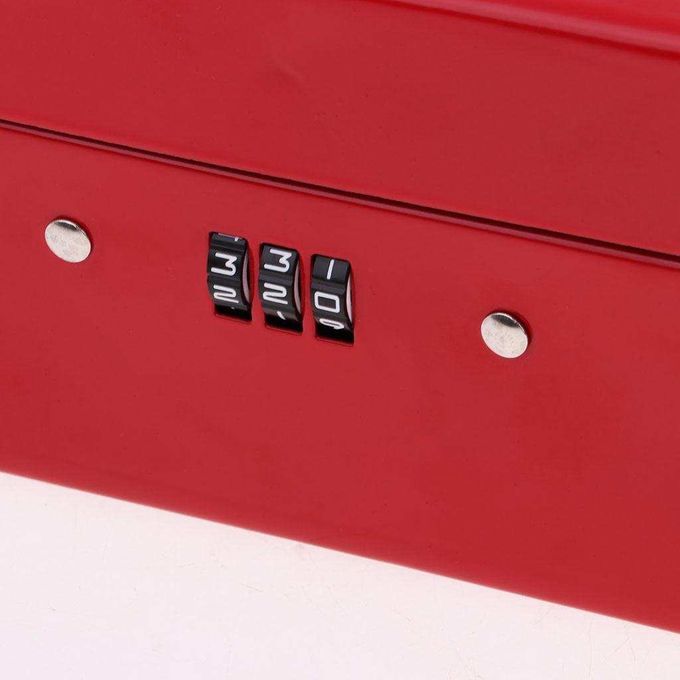 Small Metal Money Box Cash Coins Saving Box W/ 6 Compartments Cash Red