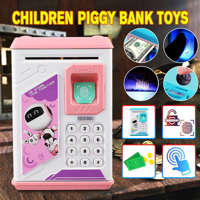 Electronic Kids Password Piggy With Cartoon Music Money Cash Coin Automatic Safe Saving Box Children Toys Gift Red