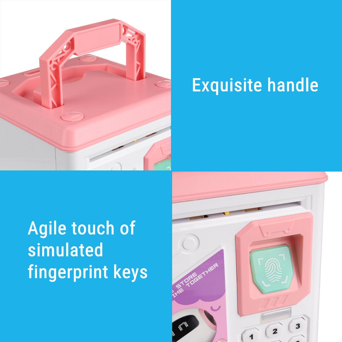 Electronic Kids Password Piggy With Cartoon Music Money Cash Coin Automatic Safe Saving Box Children Toys Gift Red