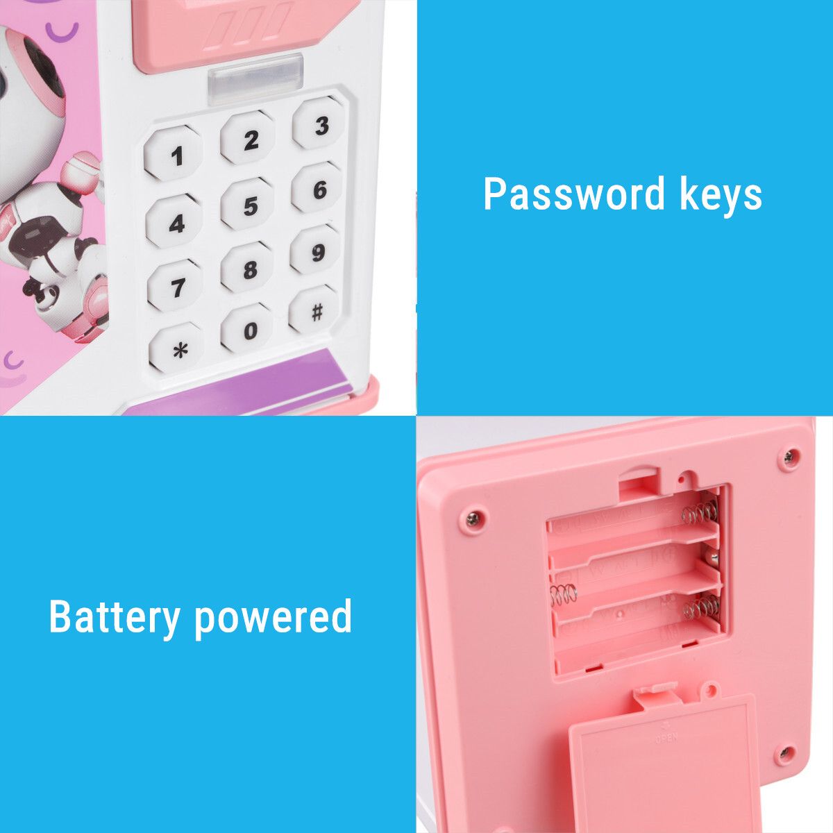 Electronic Kids Password Piggy With Cartoon Music Money Cash Coin Automatic Safe Saving Box Children Toys Gift Red