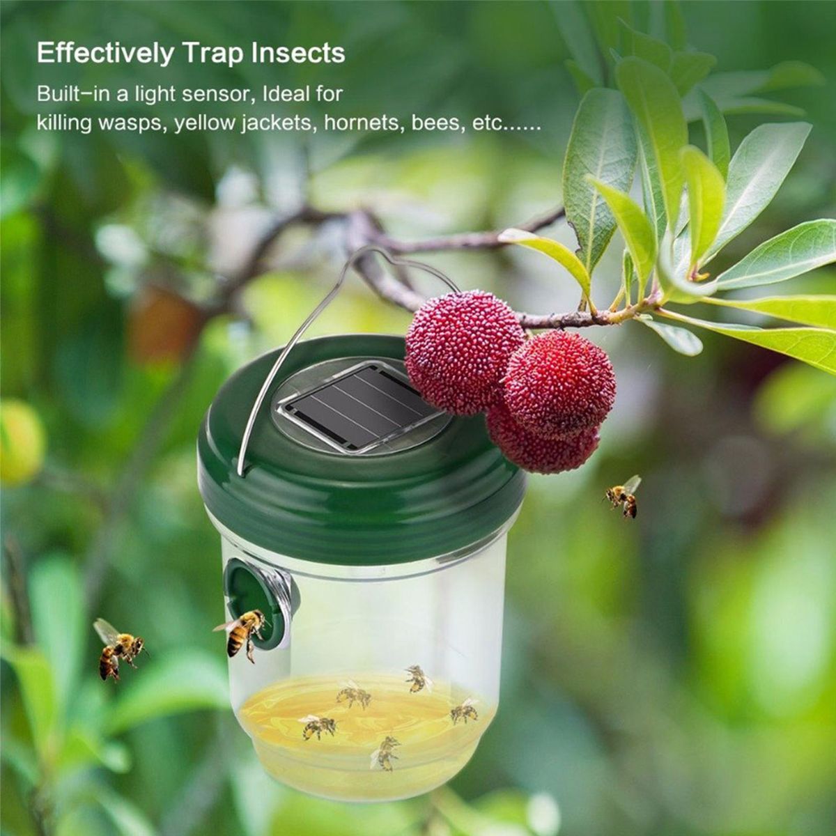 Bee Bait Trap Solar-powered Orchard Farm Bee Trap Green