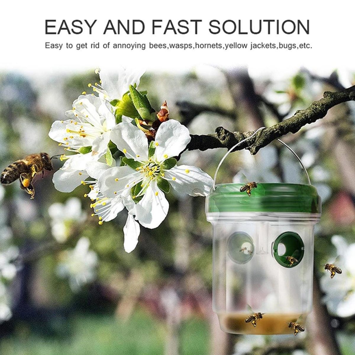 Bee Bait Trap Solar-powered Orchard Farm Bee Trap Green