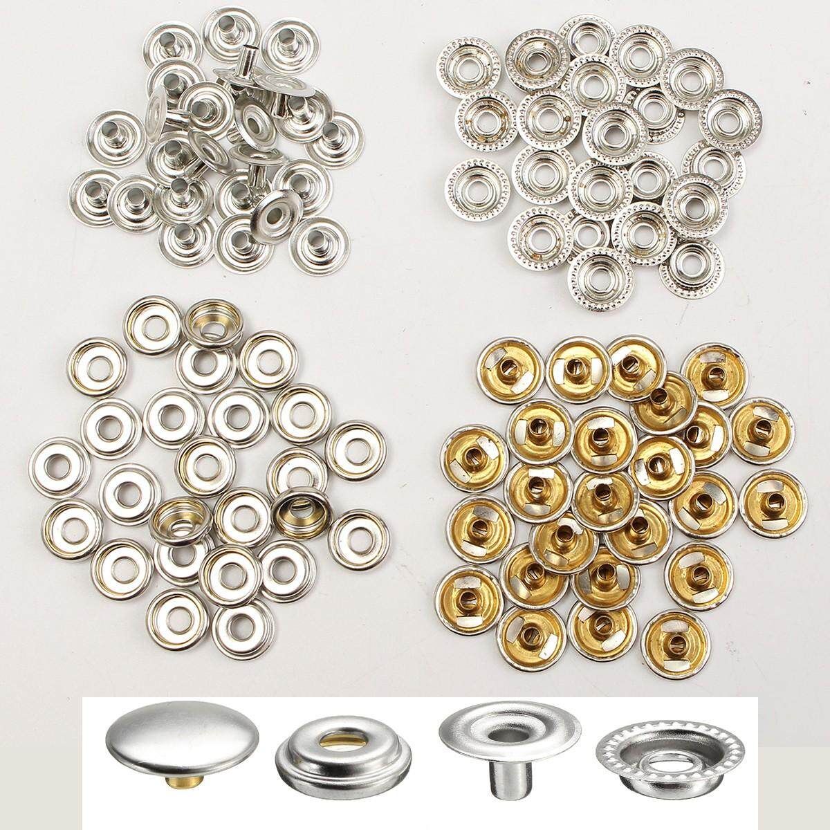25 Sets Stainless Steel Fastener Snap Press Stud Cap Button Marine Boat Canvas