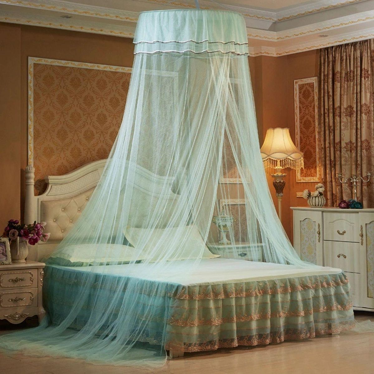 Net Baby Bed Canopy Baby Cribs Round Dome Aqua