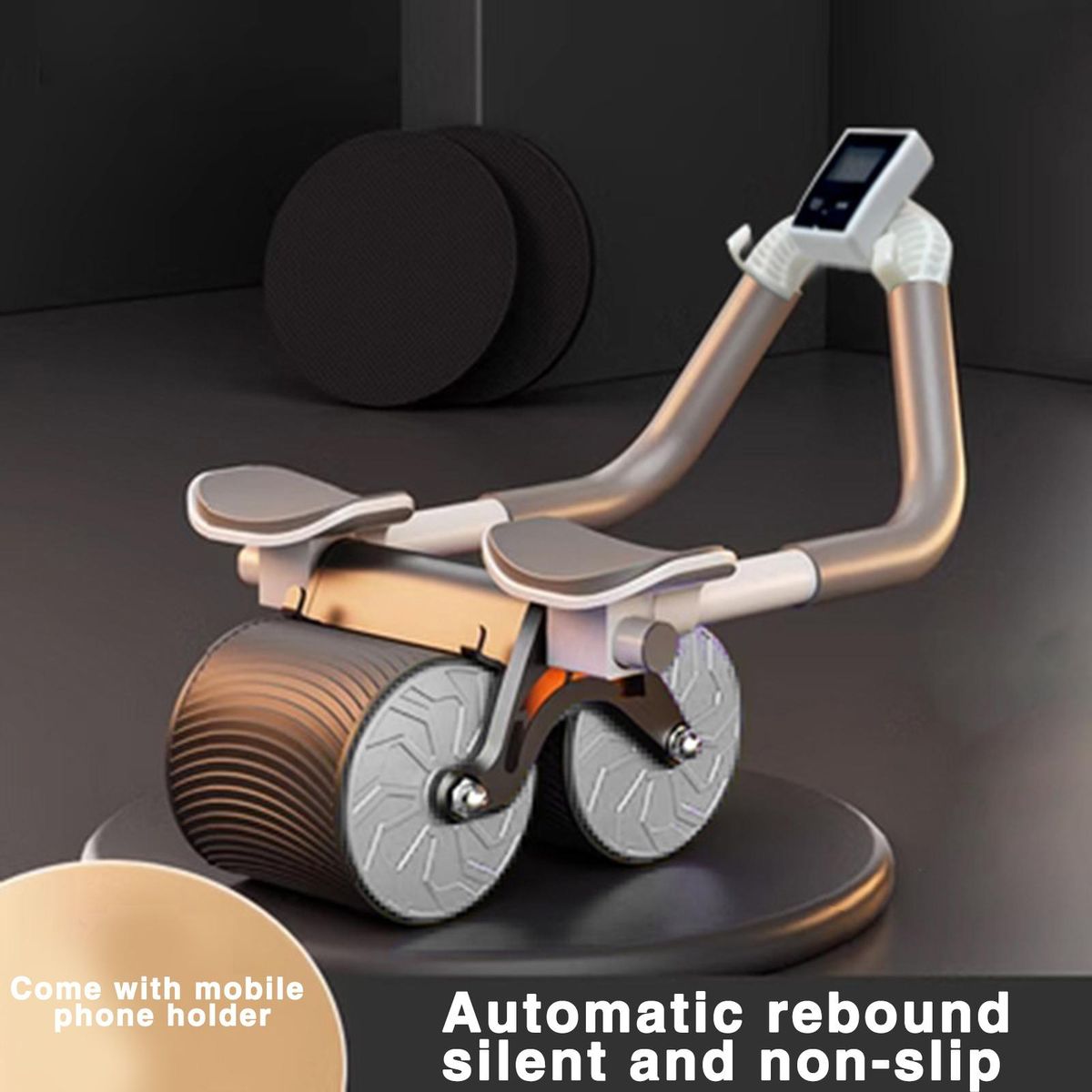 Workout Equipment Rebound Abdominal Wheel with Elbow for Fitness Grey