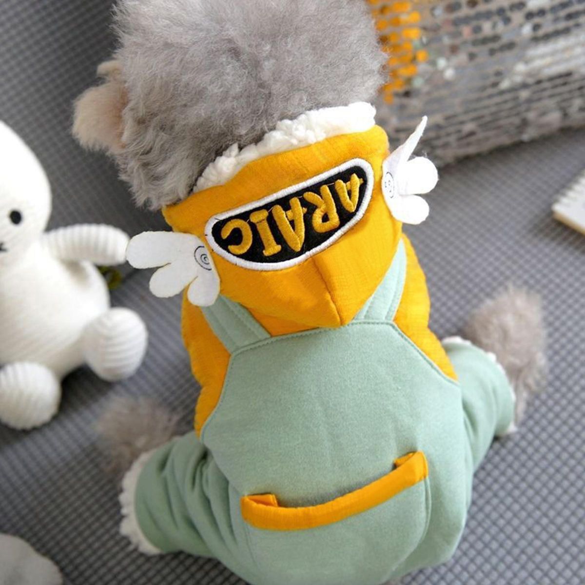 Pet Coat Four-legged Puppy Dogs Hooded Winter Clothing Yellow