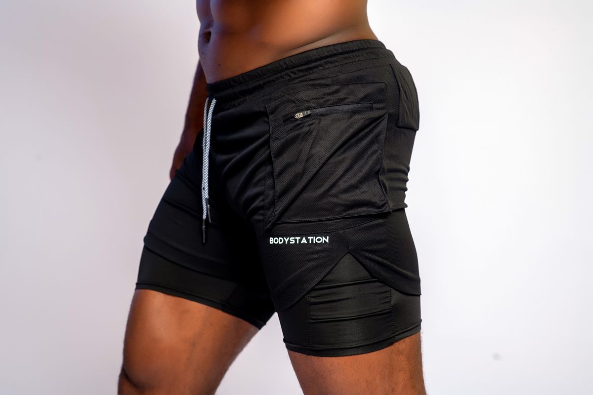 Men's Shorts With Tights - Black