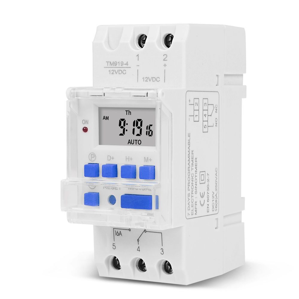 NEW TM919 DC 12V 16A 5 PINS 1NO+1NC Digital Solar 24hrs Timer Switch With Sleep Mode