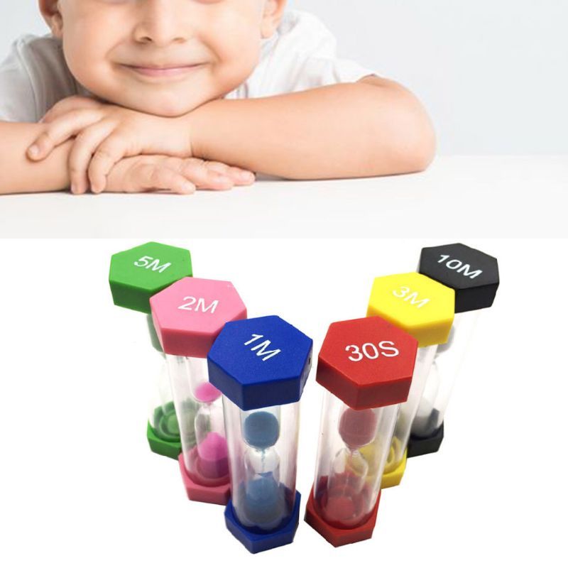 Hourglass Timer Set 6 Colors 1/3/5/10/15/mins 30Seconds Sandglass Clock For Home U4LA