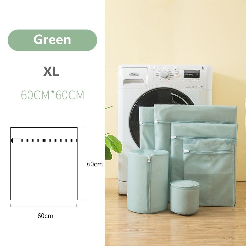 6 Sizes Washing Bag Folding Dirty Laundry Bag Zippered Mesh
