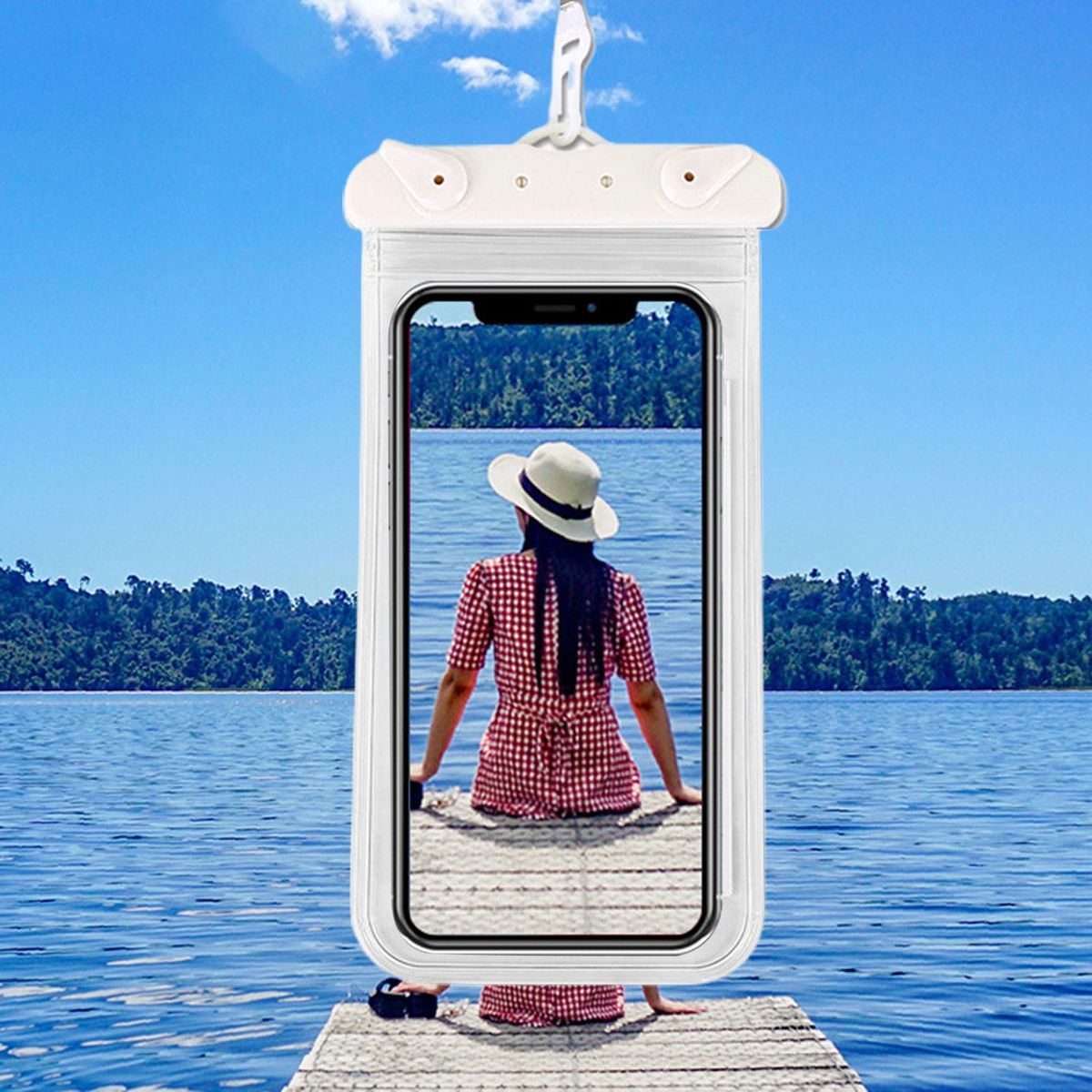 1 Set Mobile Phone Bag Beach Camping Waterproof Phone Bag White