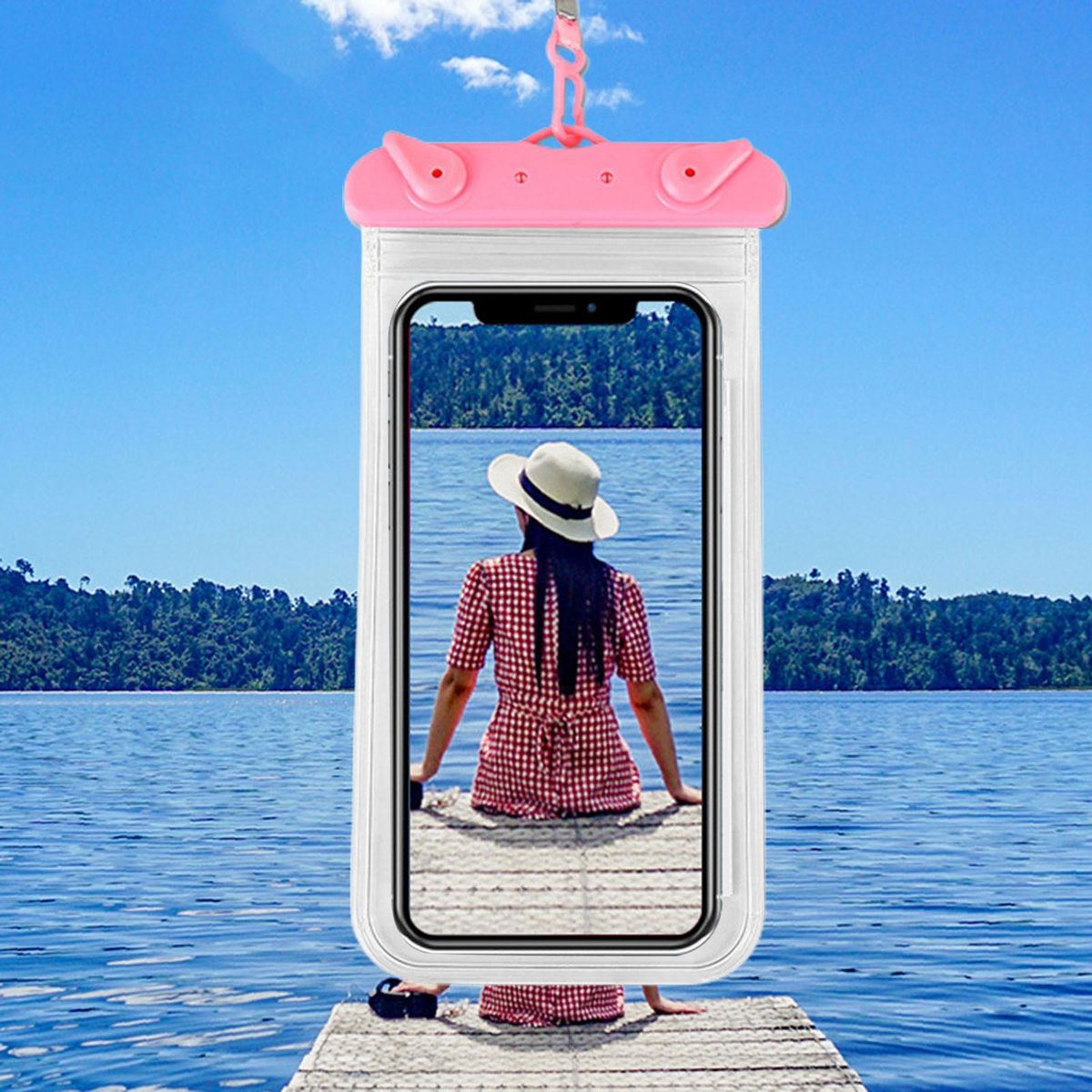 1 Set Mobile Phone Bag Beach Camping Waterproof Phone Bag Pink