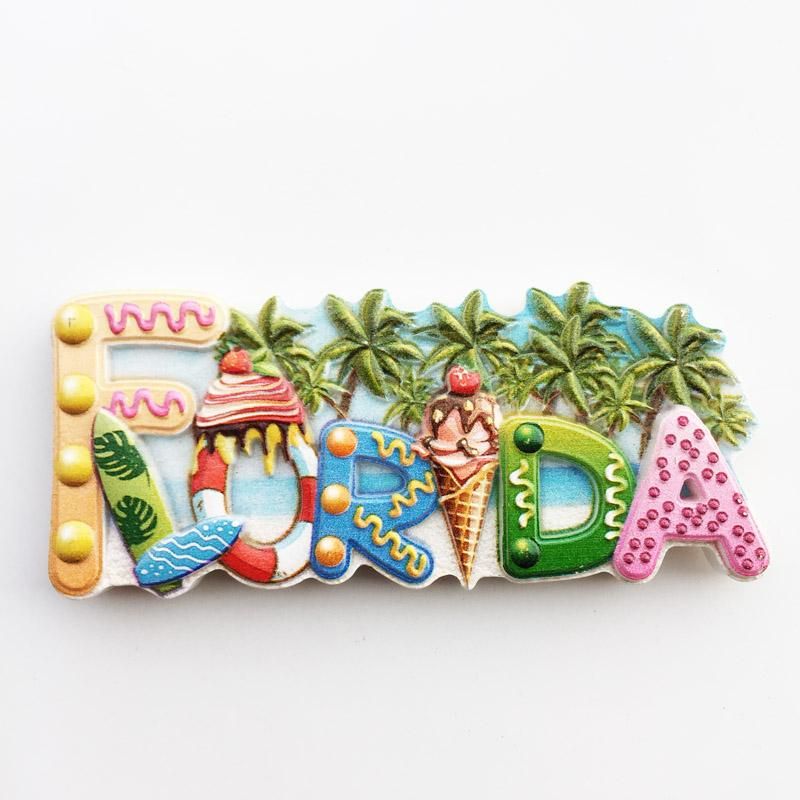 Florida Coconut Beach Sea Breeze Travel Memorial Decoration Craft Magnetic Fridge Stickers