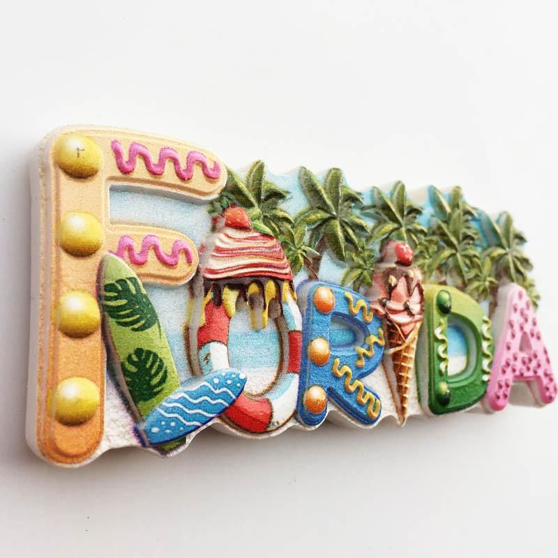 Florida Coconut Beach Sea Breeze Travel Memorial Decoration Craft Magnetic Fridge Stickers