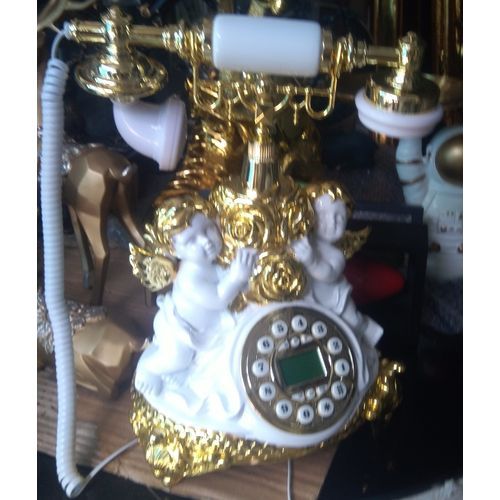 3D ITALIAN STYLE TELEPHONE ROMANY CHERUB ANGEL GOLD ORNAMENT