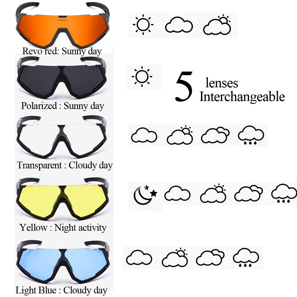 Man Cycling Sunglasses 5 Lens V400 Women MTB Bike Glasses