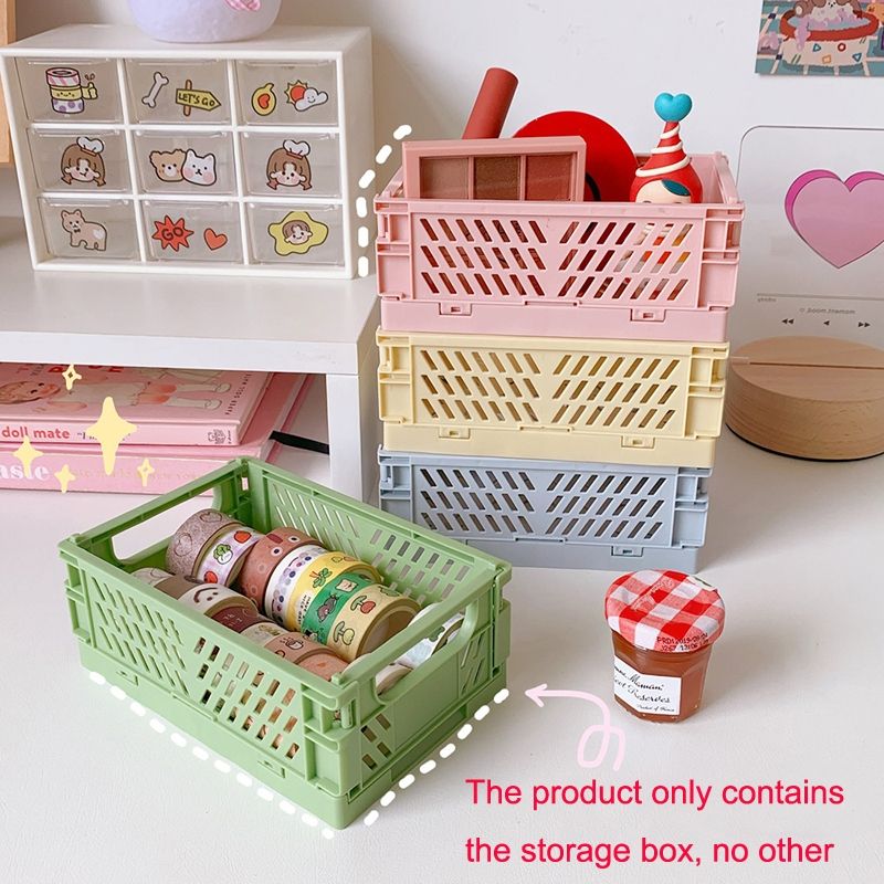 3 PCS Folding Plastic Storage Box, Size: Large (Light Yellow