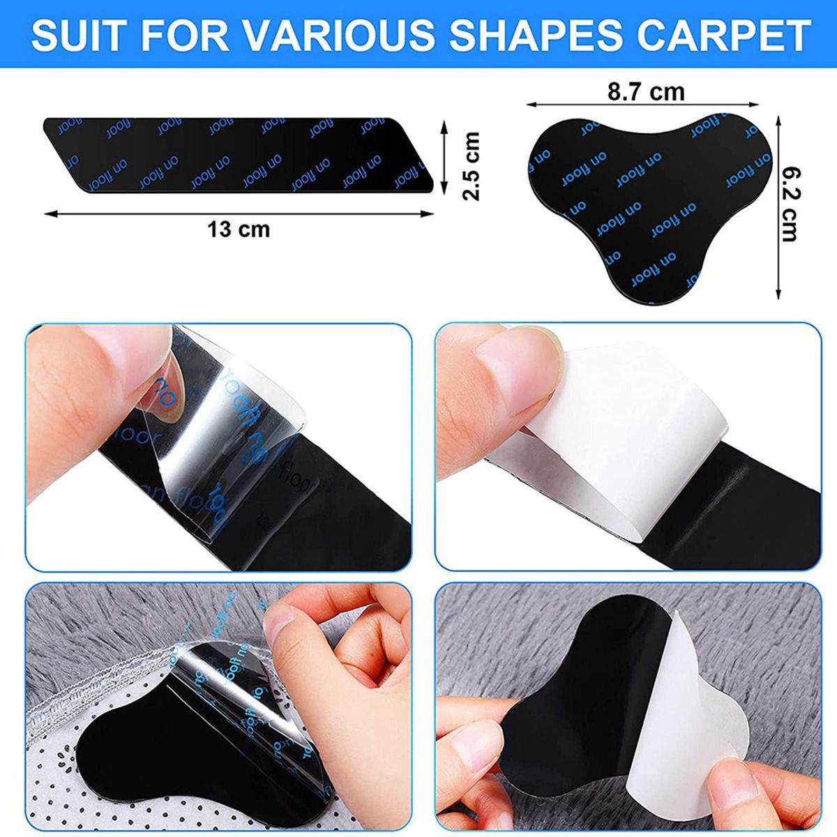 24 Pcs Rug Gripper,Anti Cuing For Carpet,Keep