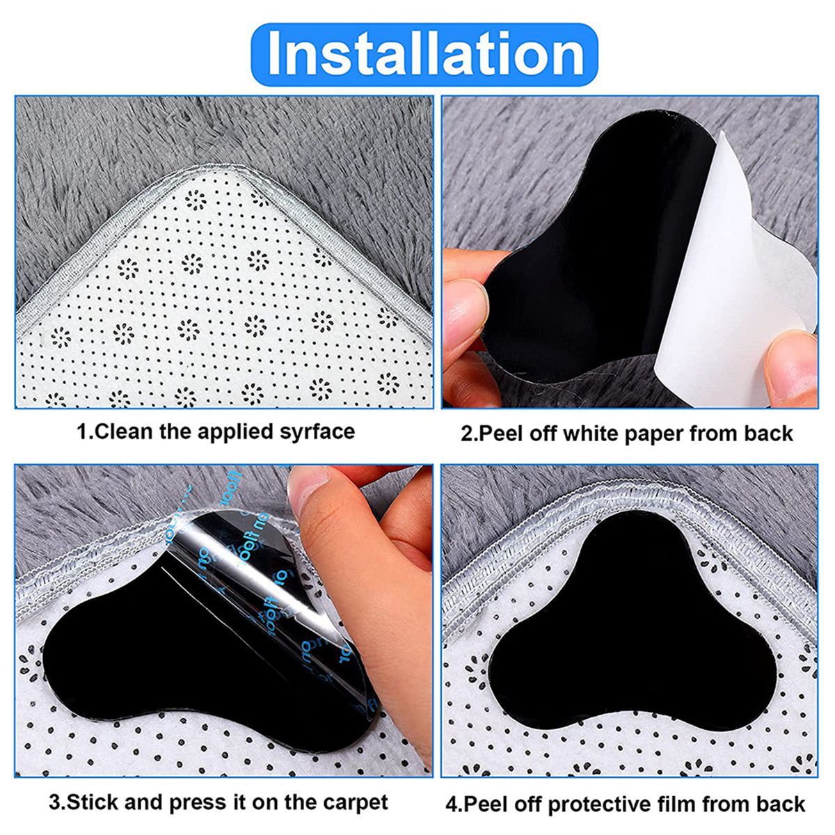 24 Pcs Rug Gripper,Anti Cuing For Carpet,Keep