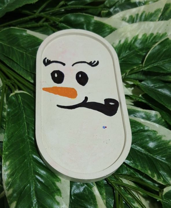 Cute Snowman Decorative Oval Tray