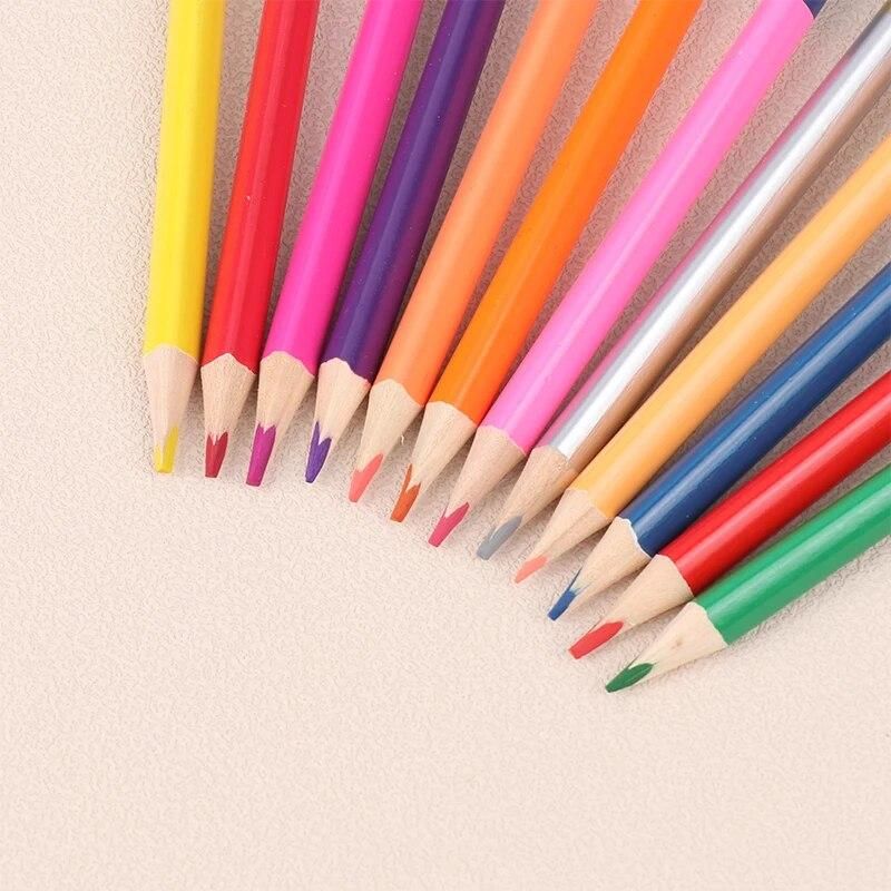 12Pcs Rainbow Pencil Two-color Core Pencil Stationery Graffiti Drawing Painting Tool Office School Supplies