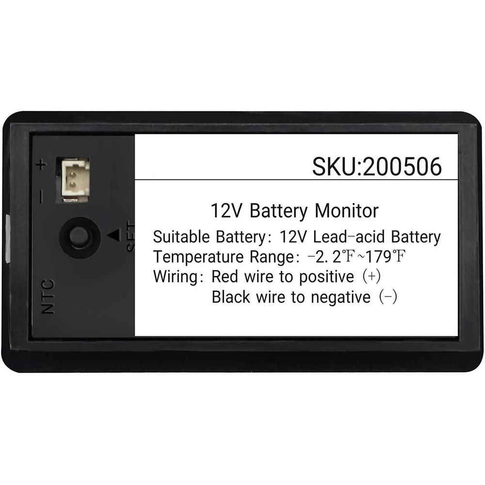 Battery Capacity Monitor,10-100V Battery Meter, 12V 24V 48V Percentage Voltage Fahrenheit Temperature Indicator Meter