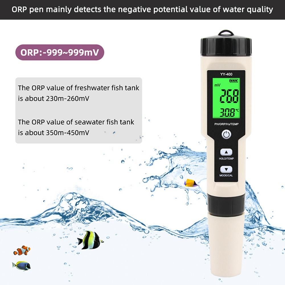 New YY-400 Hydrogen Ion Concentration Water Quality Test Pen PH/ORP/H2 and TEM 4 in 1 Digital Drinking Water Meter