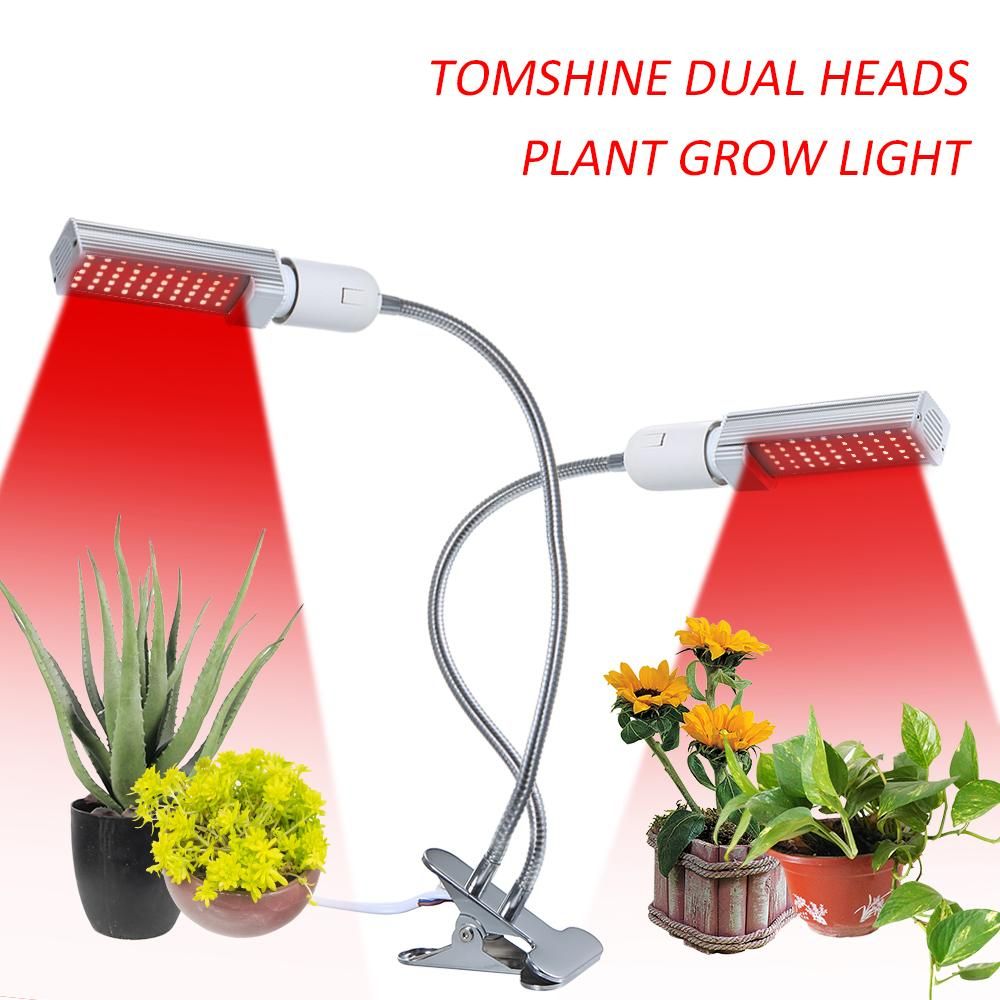 Tomshine 50W Grow Light Dual Heads 360° Goosenecks Plant Light with Replaceable Bulb Bright 100 LEDs Sunlike Grow Lamp for Indoor Plants Growing