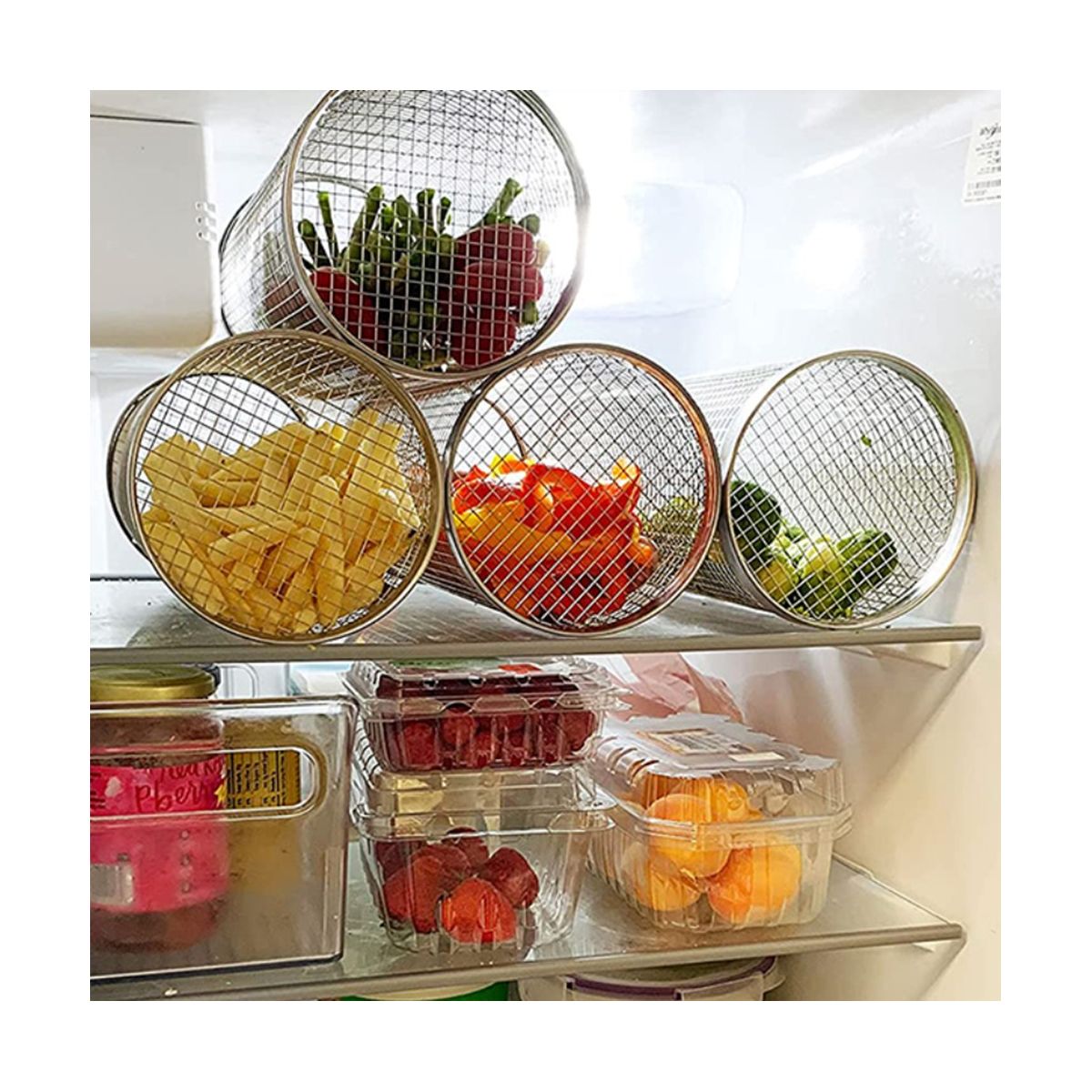 2PCS Stainless Barbecue Basket Cooking Grill Grate Outdoor BBQ Campfire Grid Family Travel Camping Picnic Cookware 20cm