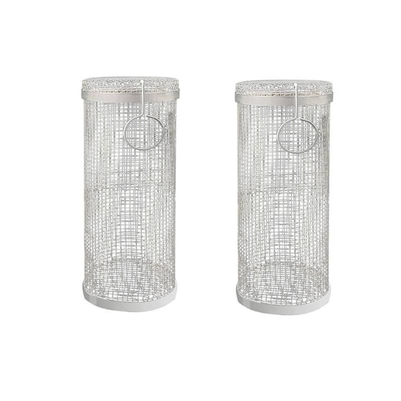 2PCS Stainless Barbecue Basket Cooking Grill Grate Outdoor BBQ Campfire Grid Family Travel Camping Picnic Cookware 20cm