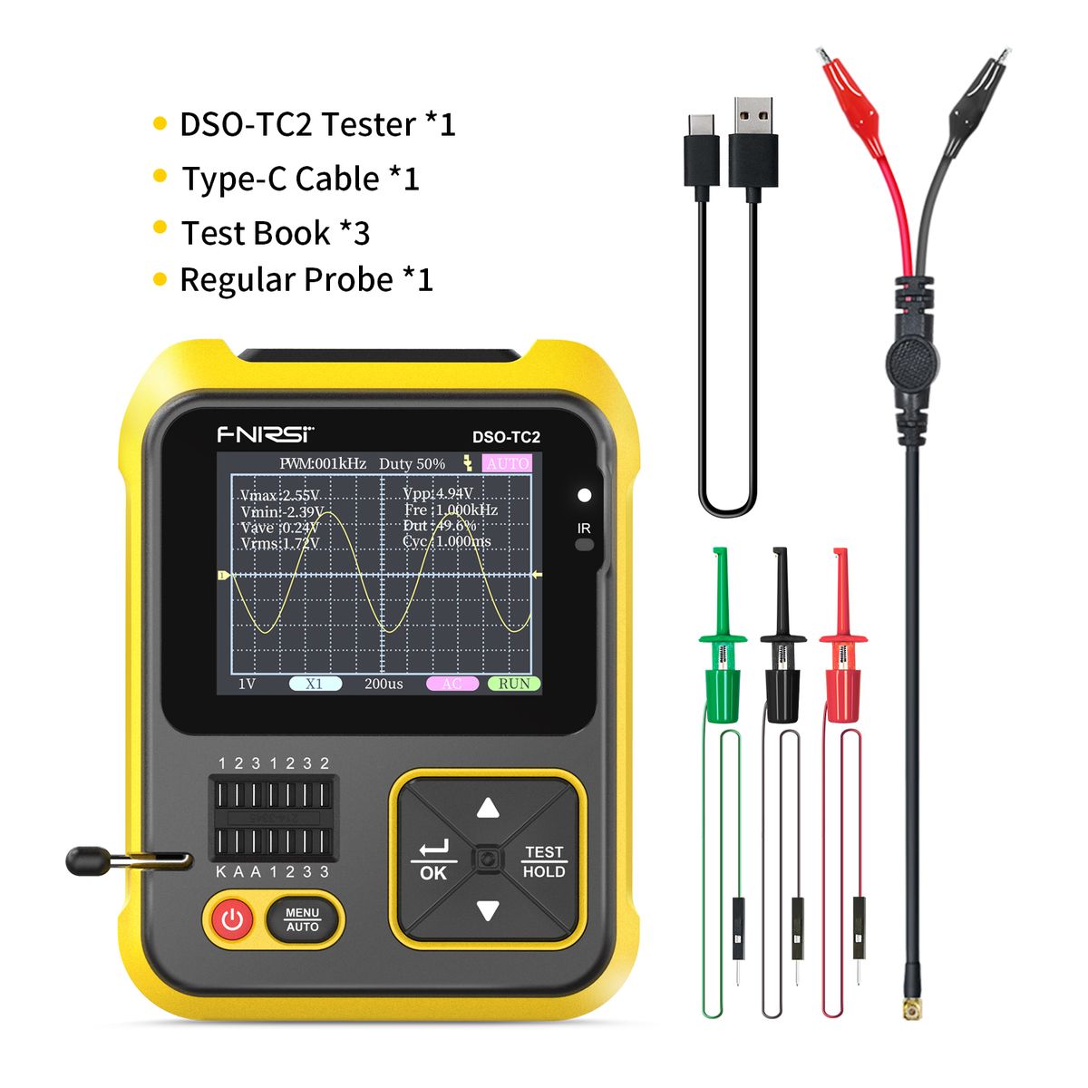 FNIRSI 200KHZ2.4 IncHandheld Digital Oscilloscope 1CH
