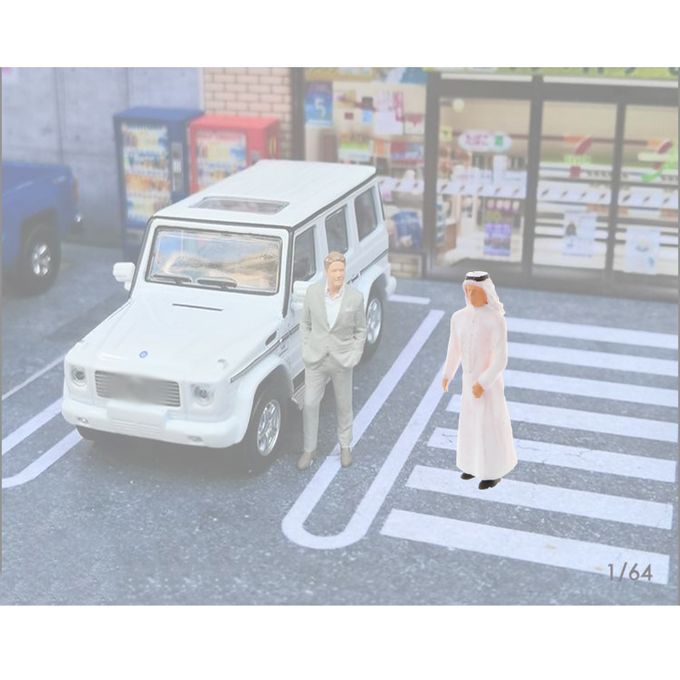 1/64 Standing People Model Vivid Dubai Prince Figure Toy White Clothes