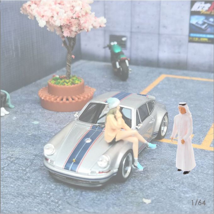 1/64 Standing People Model Vivid Dubai Prince Figure Toy White Clothes