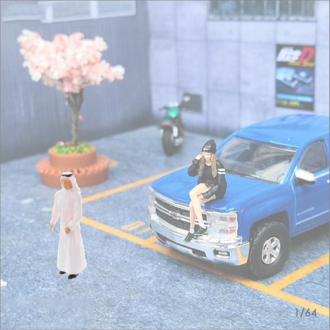 1/64 Standing People Model Vivid Dubai Prince Figure Toy White Clothes