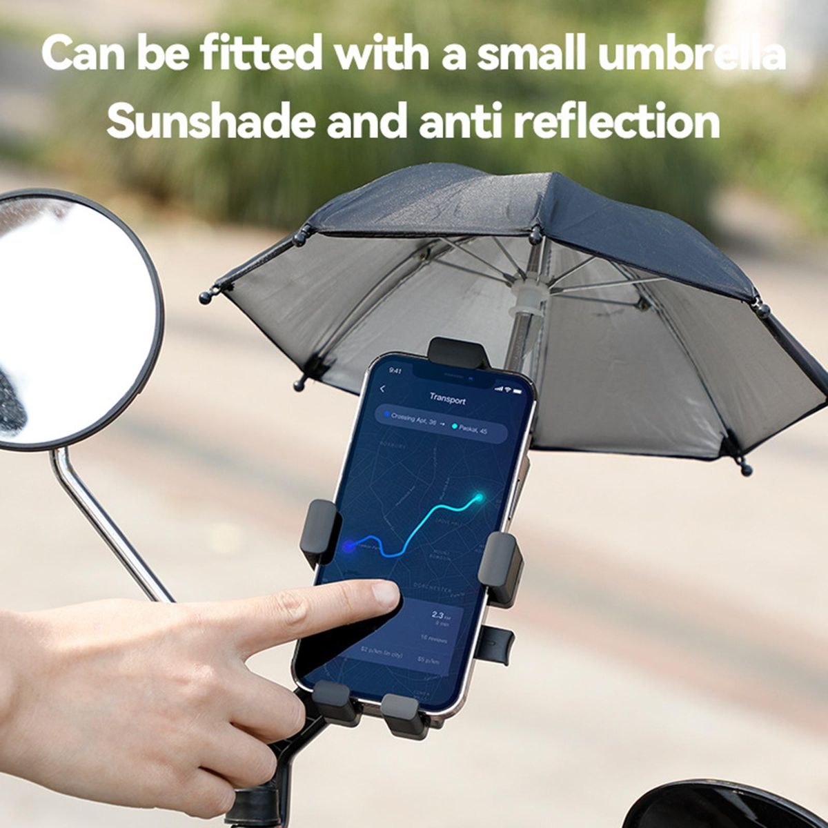 Stand Electric Motorcycle Cell Phone Black With Umbrella