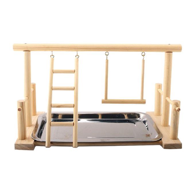 Portable Bird Play Stand Parrot Playground Playgym Wood Climb Ladder A