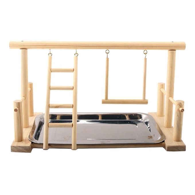 Portable Bird Play Stand Parrot Playground Playgym Wood Climb Ladder A