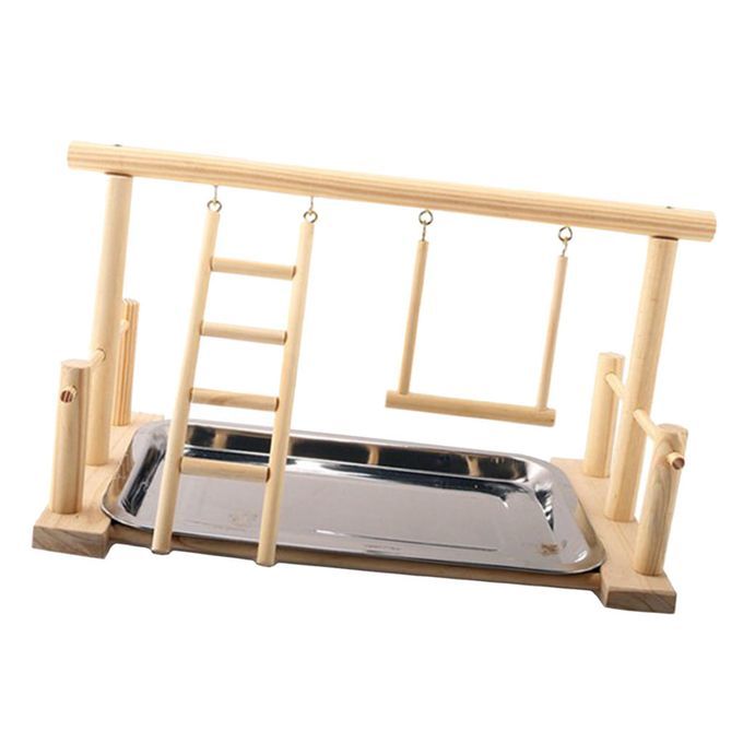 Portable Bird Play Stand Parrot Playground Playgym Wood Climb Ladder A