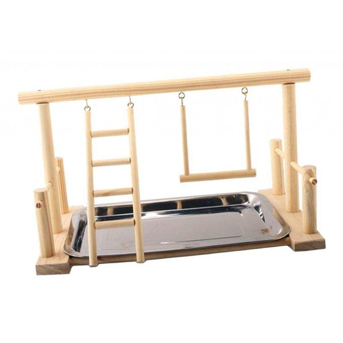 Portable Bird Play Stand Parrot Playground Playgym Wood Climb Ladder A