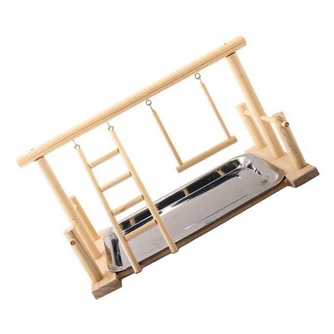 Portable Bird Play Stand Parrot Playground Playgym Wood Climb Ladder A