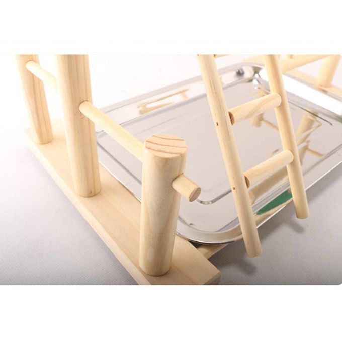 Portable Bird Play Stand Parrot Playground Playgym Wood Climb Ladder A