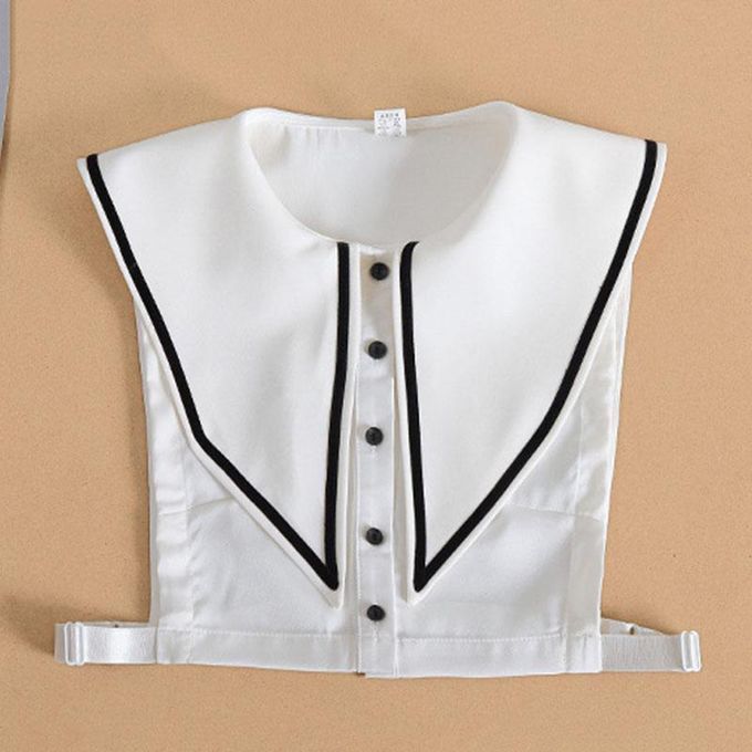 Women White  Half Shirt Blouse Detachable Tops Big Lapel Style2